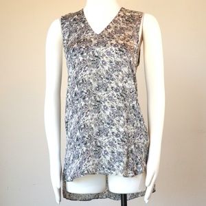 Hi-low sleeveless silk tunic length top